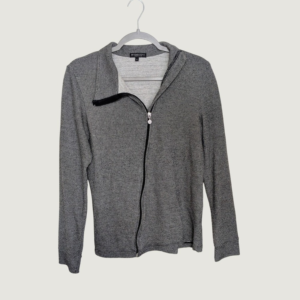 Beyond Yoga Asymmetrical Zip Up Sweater Jacket Gray Space Size Medium